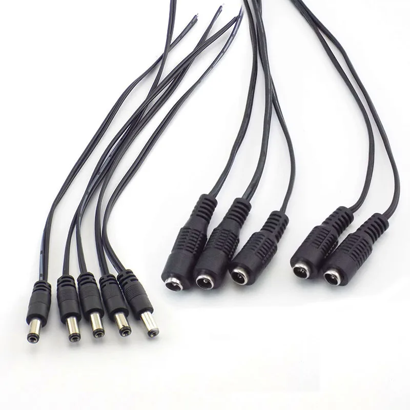 

5pcs 2.1*5.5mm 12v DC Male Female Connectors Plug Power Supply Extension Cable cord wire CCTV Camera LED Strip Light