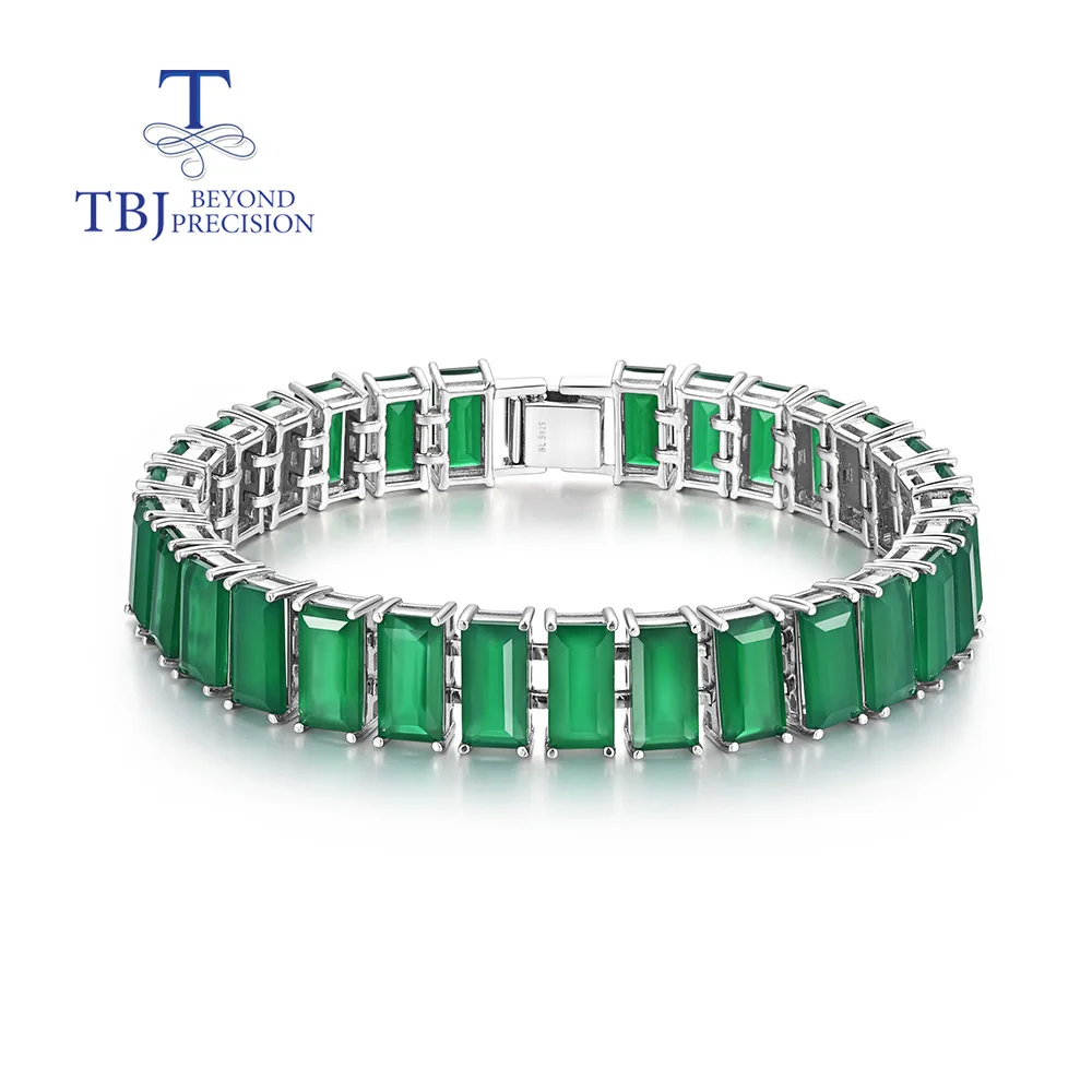 

2023 New wide Bracelet Natural Green agate gemstone 925 sterling silver fine jewelry for women mom precious gift