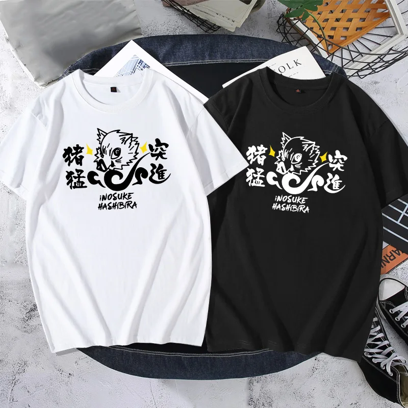

Demon Slayer T-Shirt Inosuke Top Anime Style Summer Loose Short Sleeve T-Shirt