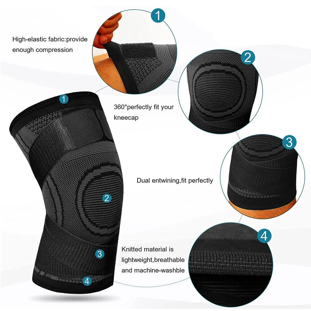 1/2PCS Adjustable Sports Knee Pad Knee Pain Relief Patella Stabilizer Brace Support Men Women Hiking Soccer Basketball Running