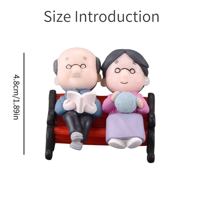 Mini Couple Figures Grandma Grandpa Sweety Lovers Old Couple Ornament for Fairy Garden Figurines Miniature Home Decoration