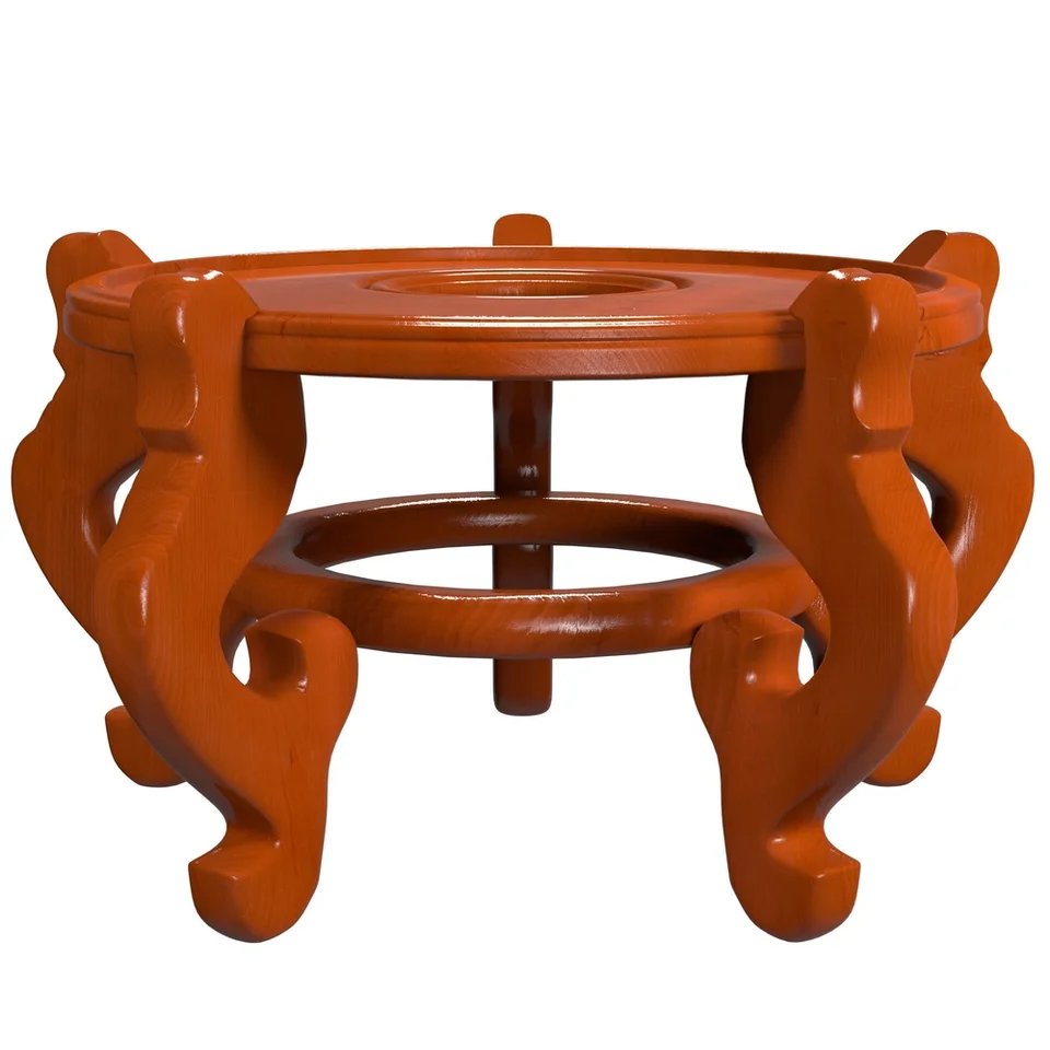 Elegant Rosewood Fishbowl Stand with Curved Legs