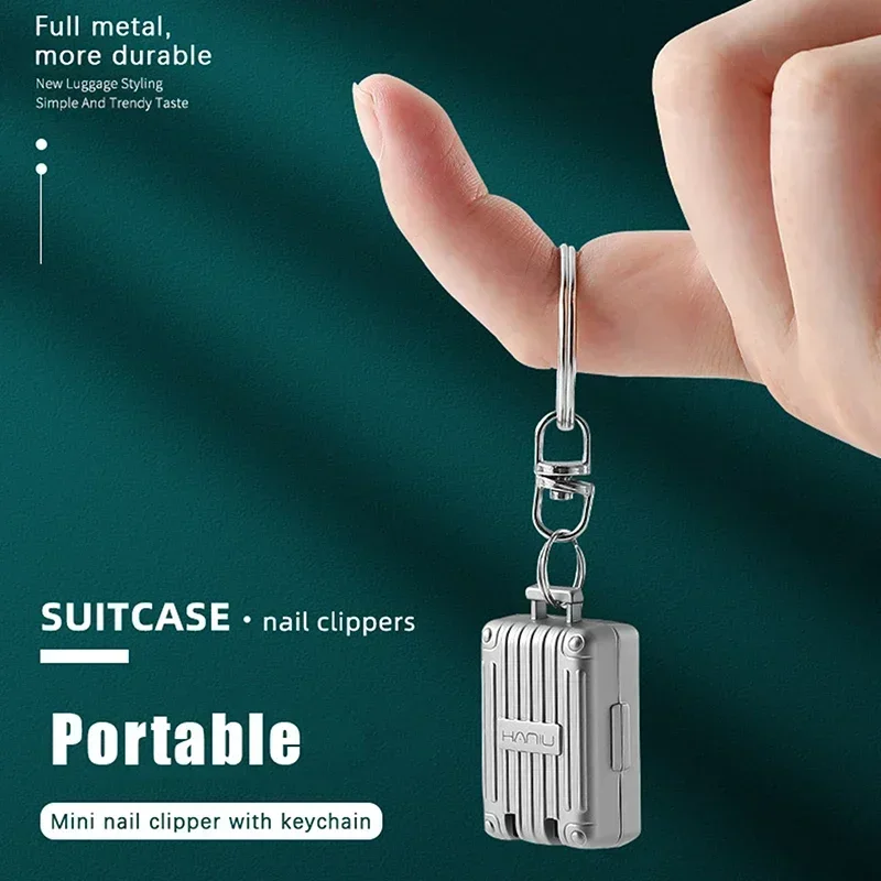 Nail Clipper Exquisite Luggage Keychain Foldable Stainless Steel Rotary Toenail Fingernail Manicure Trimmer