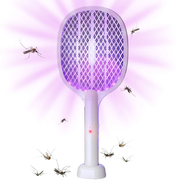 2 in 1 Bug Zapper Racket Handheld Electric Fly Swatter Safe Mosquito Swatter Rechargeable for Home Bedroom Office Indoor Outdoor 3