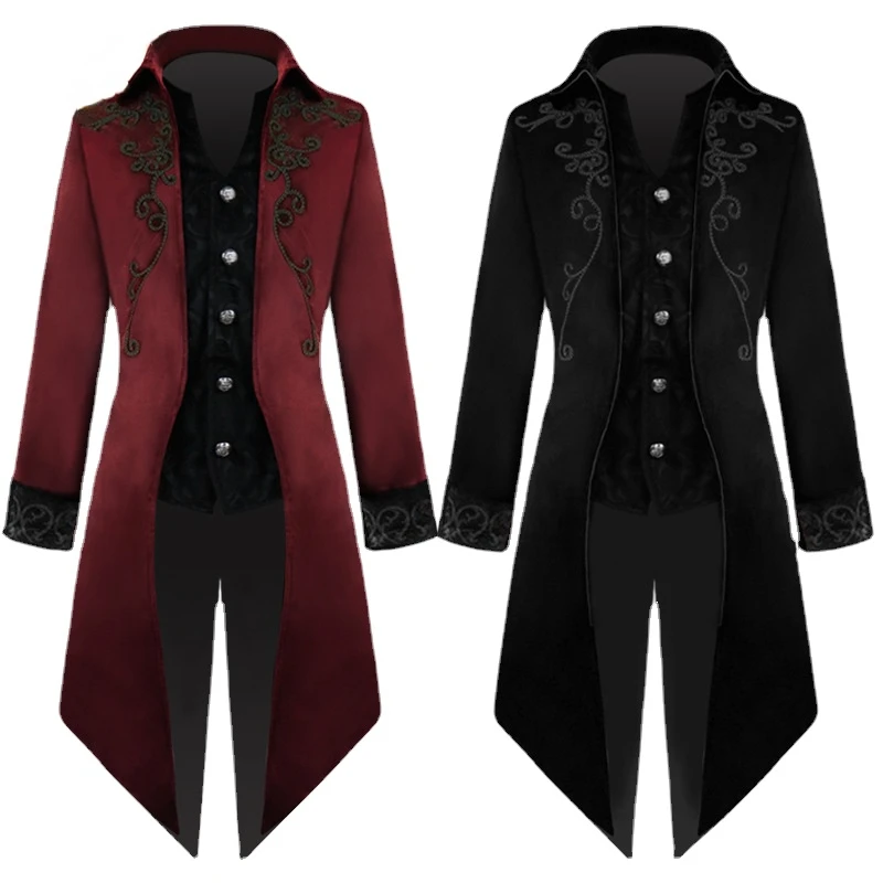 

Europe and the United States new tuxedo medieval retro clothing long punk men's coat