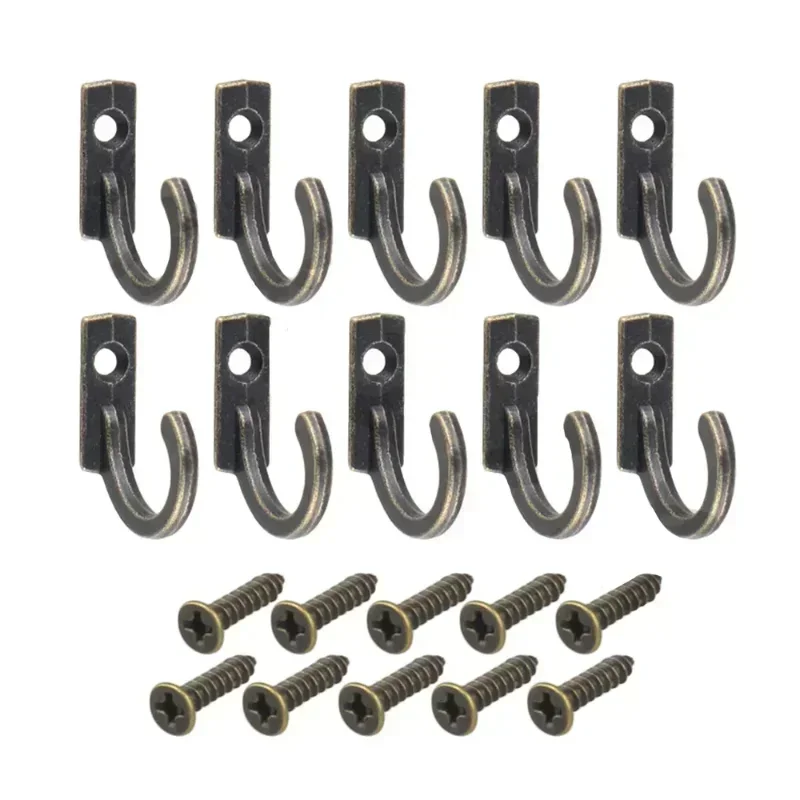 5/10/20PCS Small Antique Hooks Wall Hanger Curved Buckle Horn Lock Clasp Hook for Wooden Jewelry Box Hardware Home Coats Hat 2