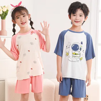 Kids Clothes Set Summer Modal for Boys Girls Sleepwear Clothing Suits 2PCS Pajama Suit Children Home Wear T-shirt Shorts Cartoon 5