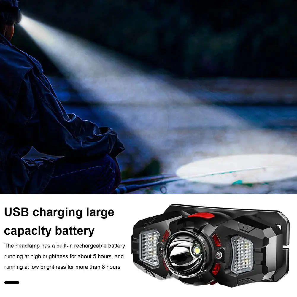 

Hands-free Headlight Sensor Rechargeable Headlamp with Super Bright Led Flashlight for Outdoor Activities Camping Fishing