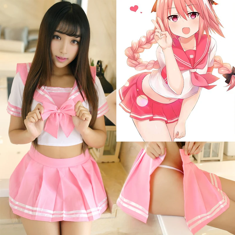 Japan Anime Cosplay Cute JK Uniform Set Japanese Kawaii School Girl Clothes Short Sleeve Sexy Lingerie Exotic Apparel_voghion.com