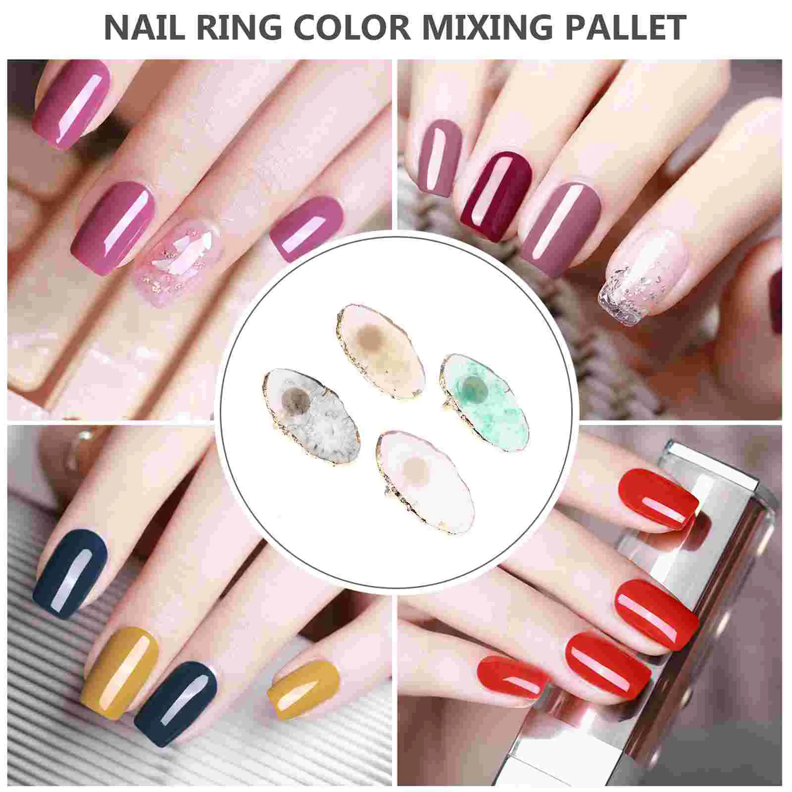 4 Pcs Carnelian Ring Nail Palette Paint DIY Color Plate Make up Mixing Tray 5