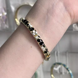 Elegant Vintage Cloisonné Enamel Bracelet - High - End Colorful Accessory - 58 - 60mm (Black and white)