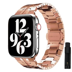 Luxury Titanium Color Stainless Steel Watch Band, Ultra-Premium Metal Strap for S10-42mm-38-40-41mm (Rose Gold)
