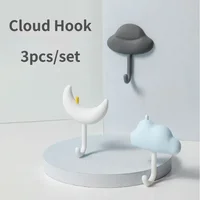 3PCS Living Room Cloud Moon Wall Hook Hanger Key Holder Bag Hat Coat Hanger Hook Kitchen Bathroom Organizer Wall Decoration 2