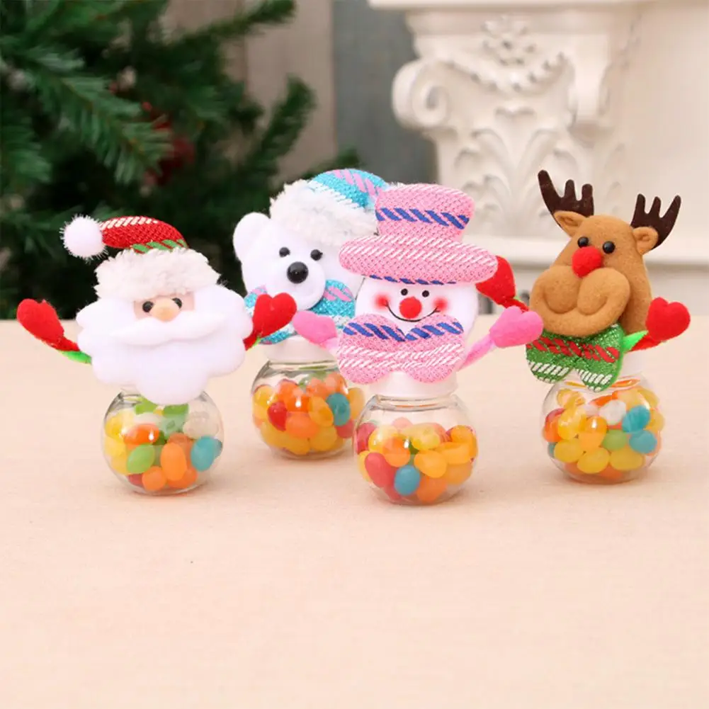 

Snowman Candy Jar Reusable Christmas Candy Jars with Cartoon Santa Claus Reindeer Snowman Bear Lids Mini Plastic for Party