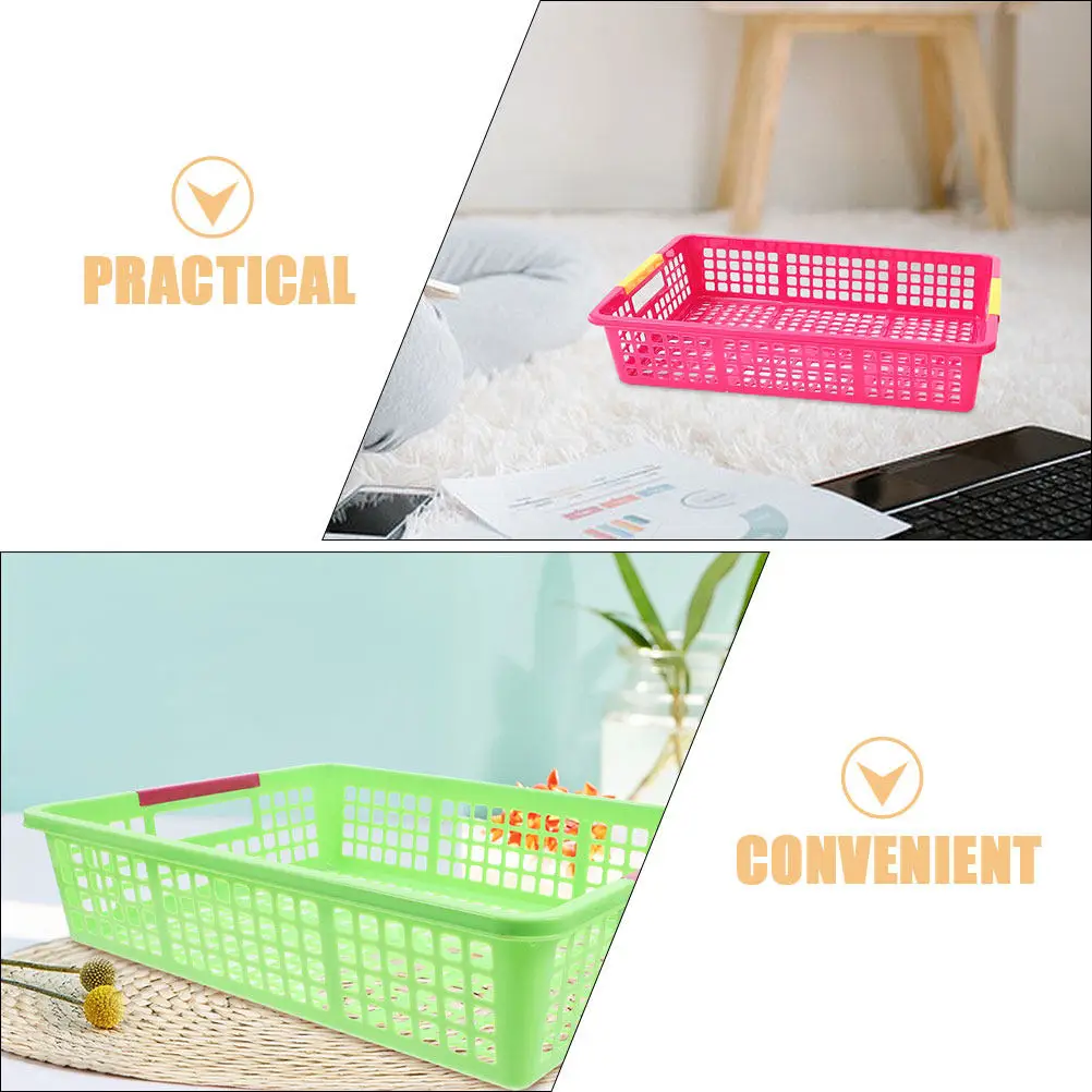 5Pcs 플라스틱 파일 바구니 주최자 A4 문서용 쌓을 수 있는 보관 상자 스낵 교실 학교 사무실 다채로운 데스크탑