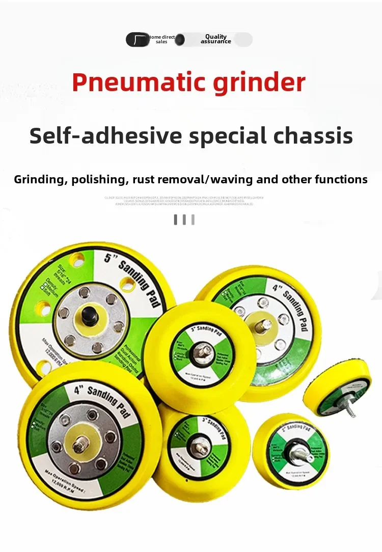 5pcs 5-Inch Air Grinding Base Plate with Assorted Sanding Discs and Polishing Pads-Perfect for DIY Projects