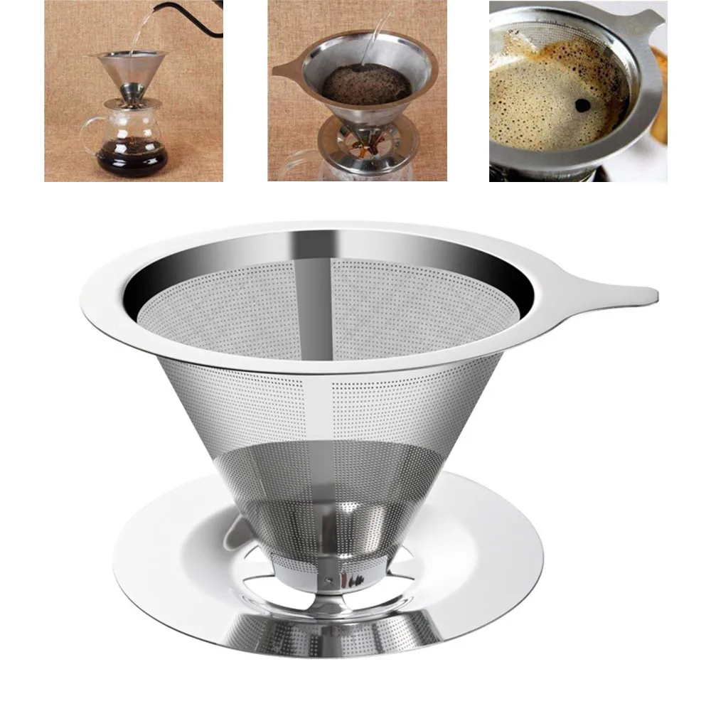 Coffee Filter Holder Reusable Double Layer Pour Over Coffees Dripper
