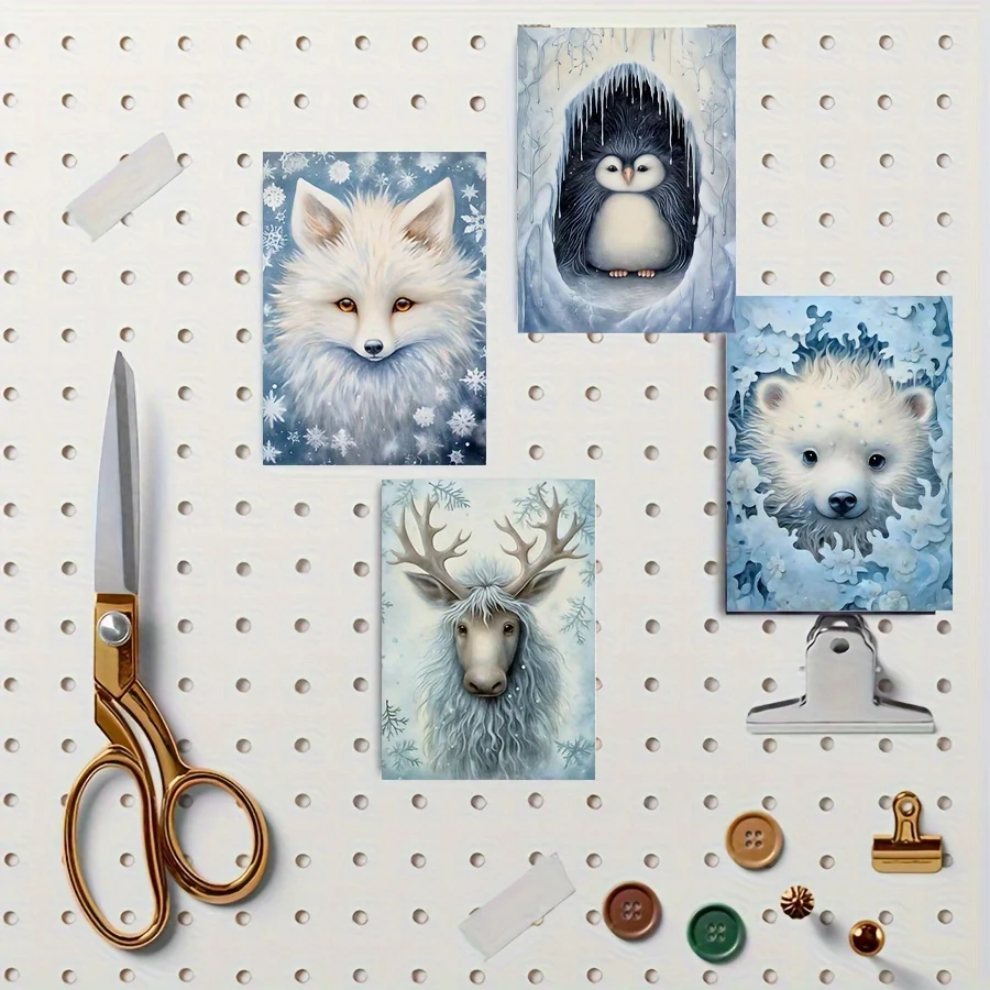 JAIIMAN 44pcs Card and Sticker set Winter Animal Snowflakes Christmas Flag DIY Bottle Album Decor Scrapbooking stickers scrapbooking supplies