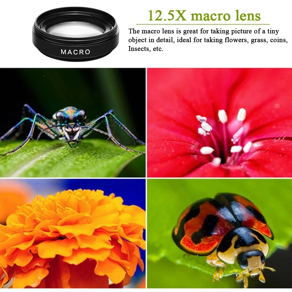 2 인 1 휴대폰 렌즈 유니버설 클립, 37mm 카메라 렌즈, 0.45x 49uv, 초광각 + 매크로 HD 렌즈, 아이폰, 삼성, 안드로이드용