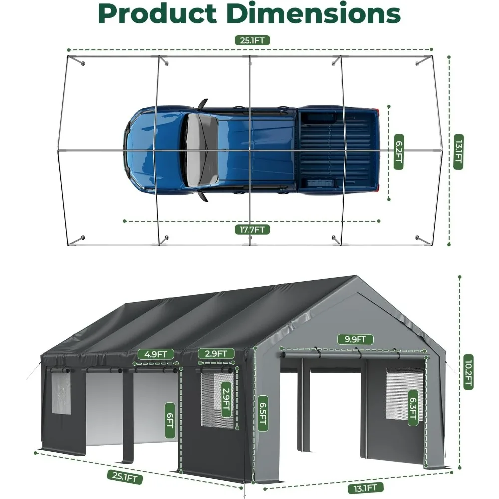 13 x 25 Ft Heavy Duty Carport 2