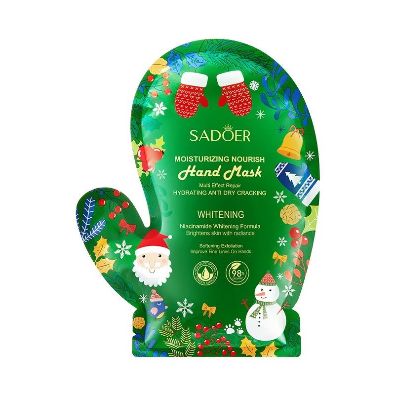 5 Pairs SADOER Christmas Niacinamide Hand Mask Moisturizing Nourishing Brightening Smooth Hands Gloves Skin Care Products