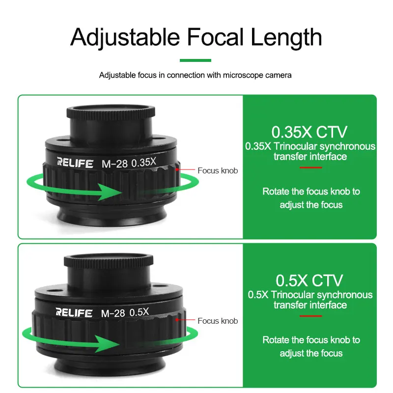 RELIFE M-28 CTV Converter 0.35X 0.5X Lens Adapter C Mount Trinocular Microscope Camera - Image 5