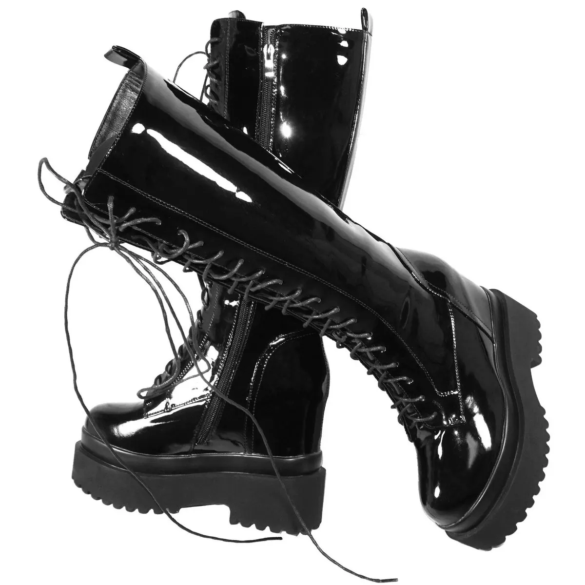 

Super High Heels Pumps Plus Size Shoe Women Patent Leather Wedges Knee High Boots Female Round Toe Fashion Sneakers Casual Shoes