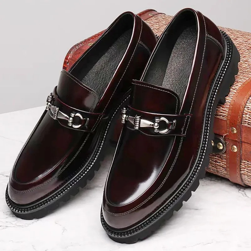 Men Leather Slip On Business Dress Shoes D379
