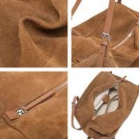 Women's Suede Cow Genuine Leather Shoulder Bags Ladies Soft Cowhide Crossbody Bag Female Design Luxury Lazy Commuting Handbag - Image 3