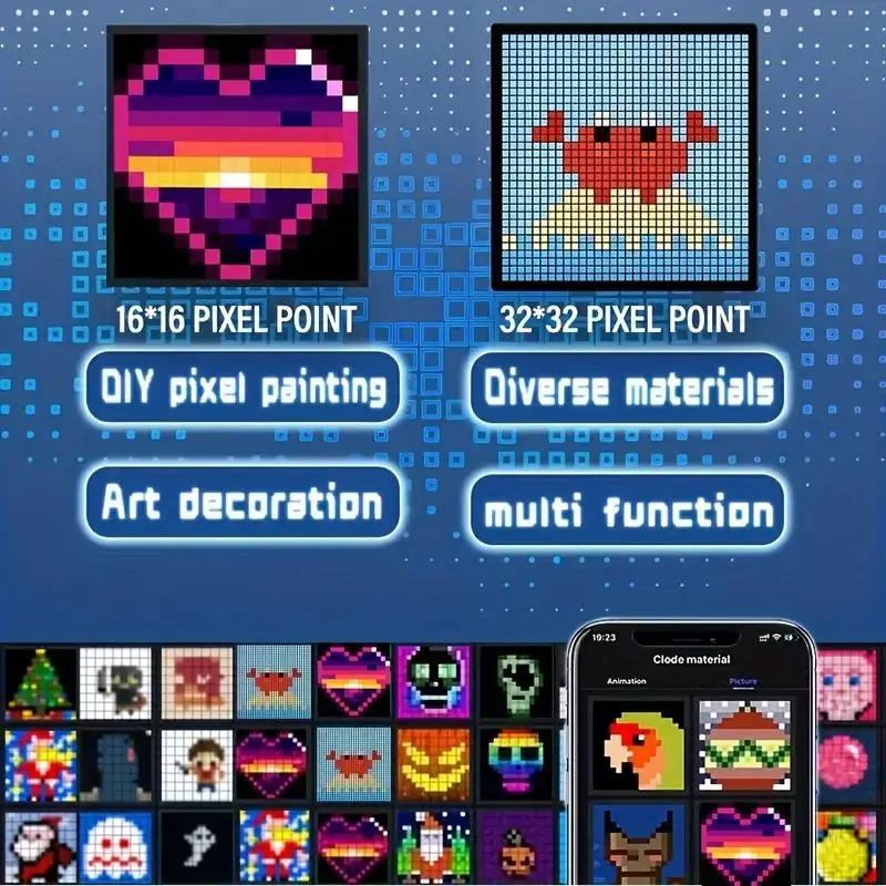 LED matice pixel displej chytrá APP ovládání programovatelná RGB DIY textové animace pro umění displej herní pokoj dekorace animace formulovat