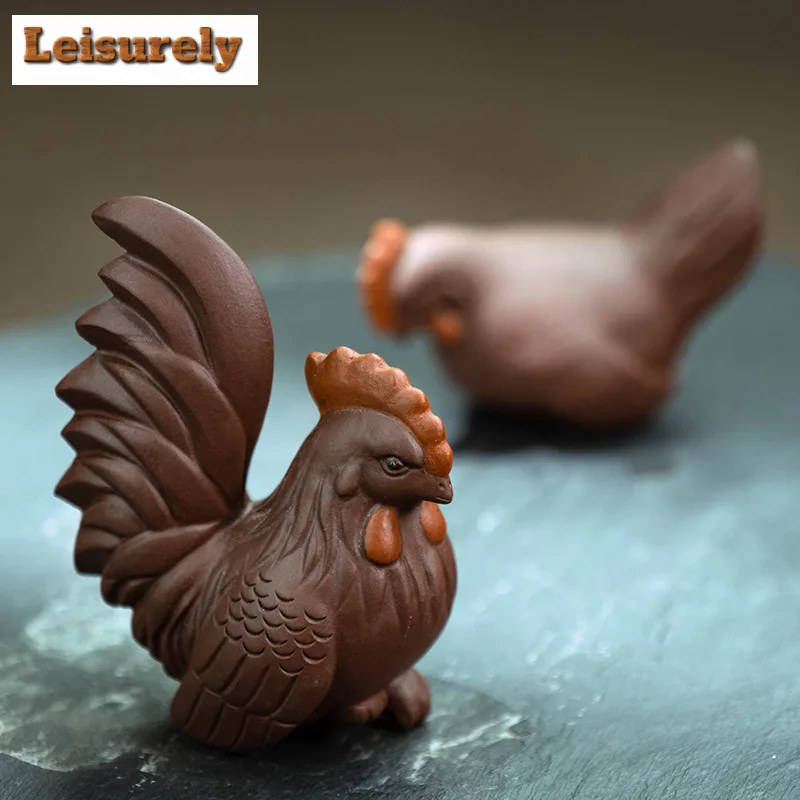 Yixing Zisha Zodiac Rooster Good Luck And Prosperity Tea Pet Ancient Lucky Model Tea Figurine Play Toys Tea Statue Ornaments