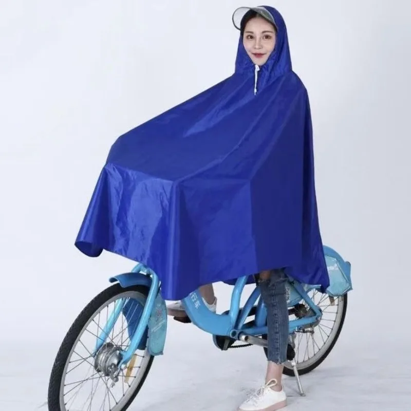 넓은 챙 후드가 있는 성인용 사이클링 레인코트, 1인용 대형 두꺼운 자전거 레인 판초 (공용 자전거용)
