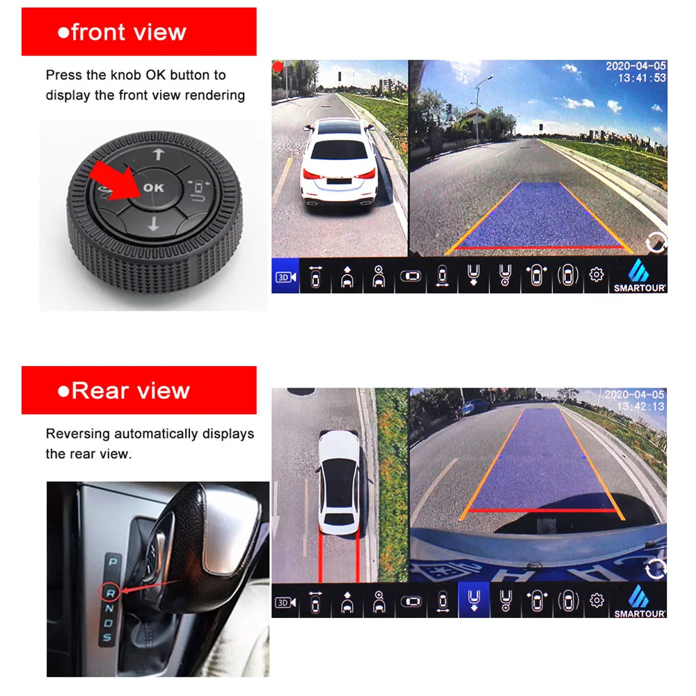 Auto Rückfahrbild Parken Rückansicht 4-Wege-Kamera Steuerkastensystem 360  Grad