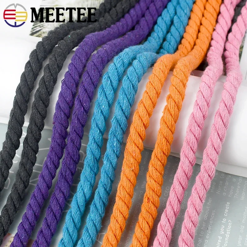 Cotton Ropes For Bag 3 Shares Twisted Cords Handbag Drawstring Rope Cord Handmade DIY Sewing Accessories 2/5/10M 10mm