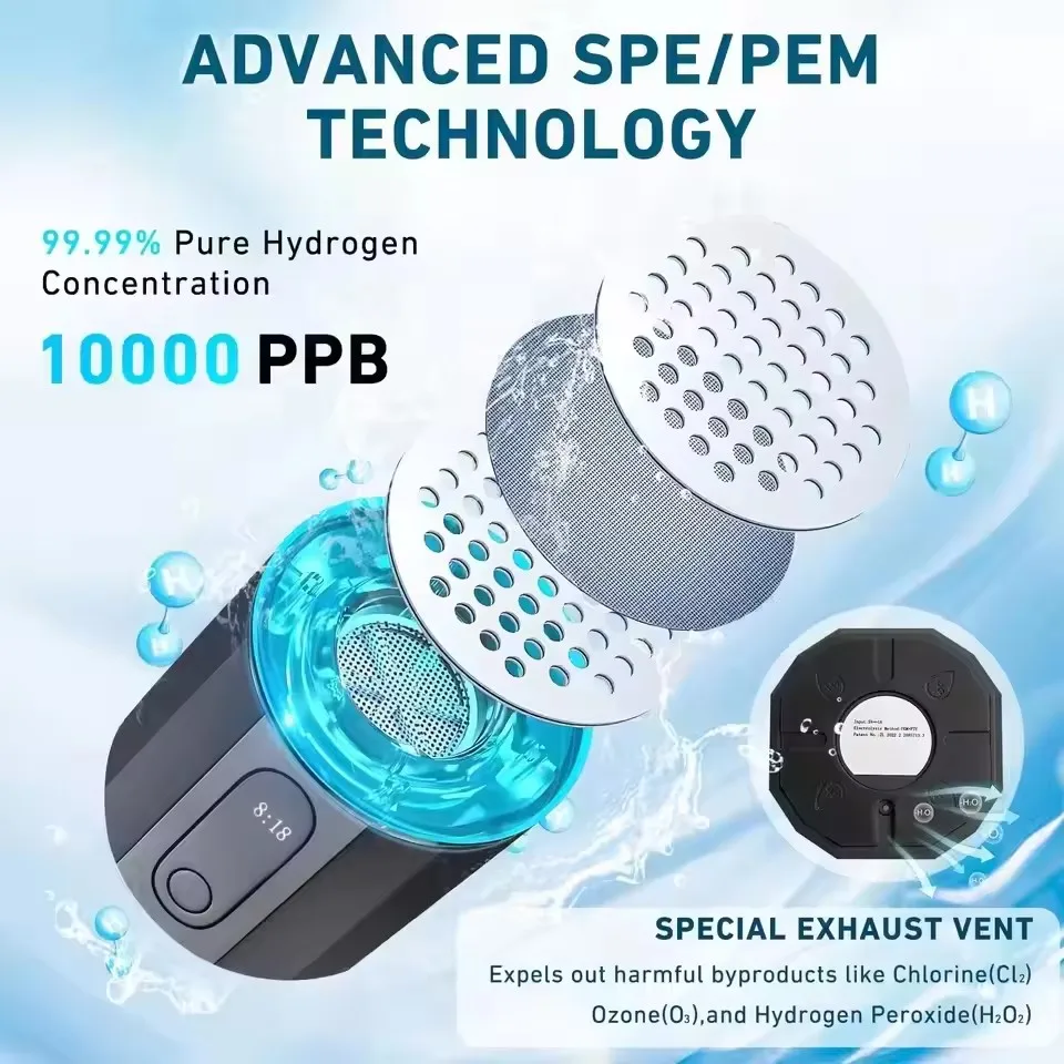New Upgrade 10000PPB Hydrogen Water Bottle Seven Colorful Light Hydrogen Water Generator with Pressure Relief Valve