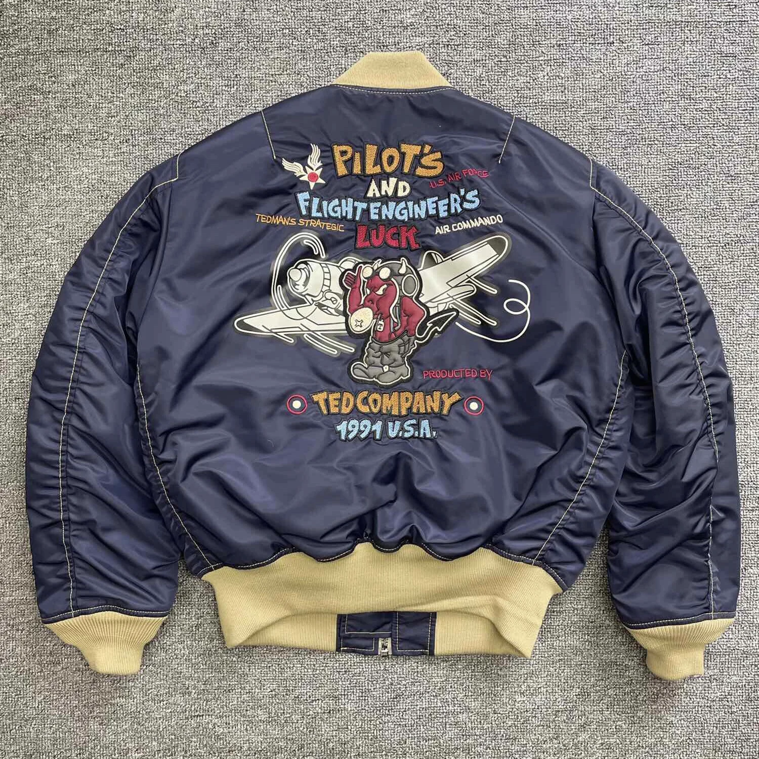 Tedman Japanese Version Devil Flight Jaet Baseball Sle ort Cotton Coat ex Faion Urban Wear Double-Sided Zipper