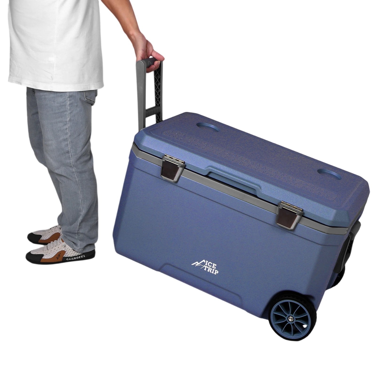 Dark Blue Hard Shell Wheeled Cooler for Beach Camping