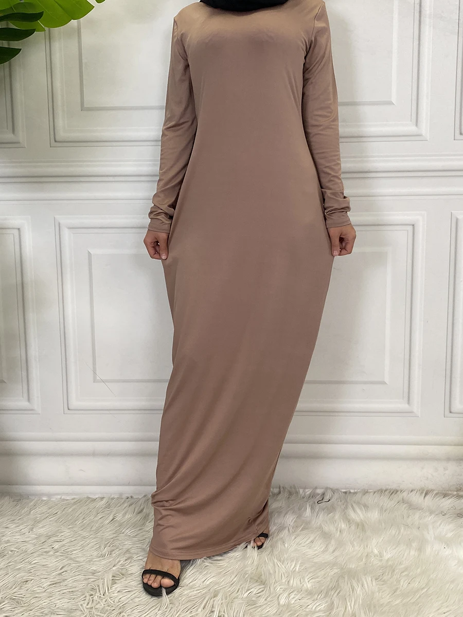 Women's Muslim Dress Middle East Kaftan Long Sleeves Solid Prayer Islamic Elegant Waist Full Cover Polyester Gown (Color : Blue, Size : S
