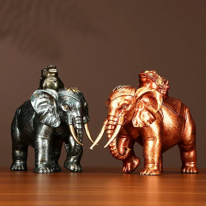 

Pure Copper Elephant Ornaments a Pair of Fu Lu Ji Xiang Copper Crafts Home Hallway Office Opening-up Housewarming Gifts