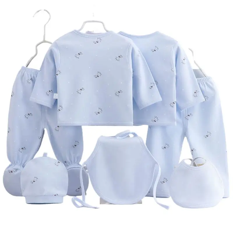 7Piece Spring Autumn Newborn Girls Clothes Boys Outfit Set Casual Cartoon Cute Cotton Long Sleeve Tops+Pants Baby Stuff
