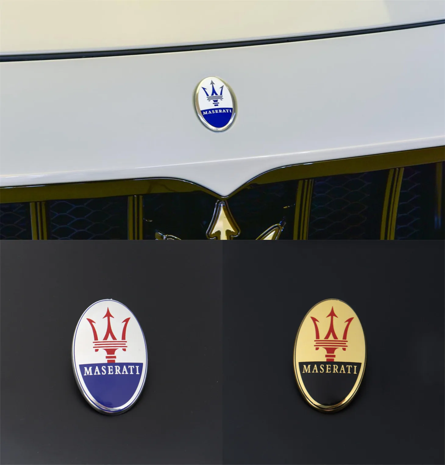 Car Front Hood Cover Emblem Badge Stickers Per Maserati Logo Ghibli Granturismo Watch Coupe Levante Quattroporte Gt Accessori