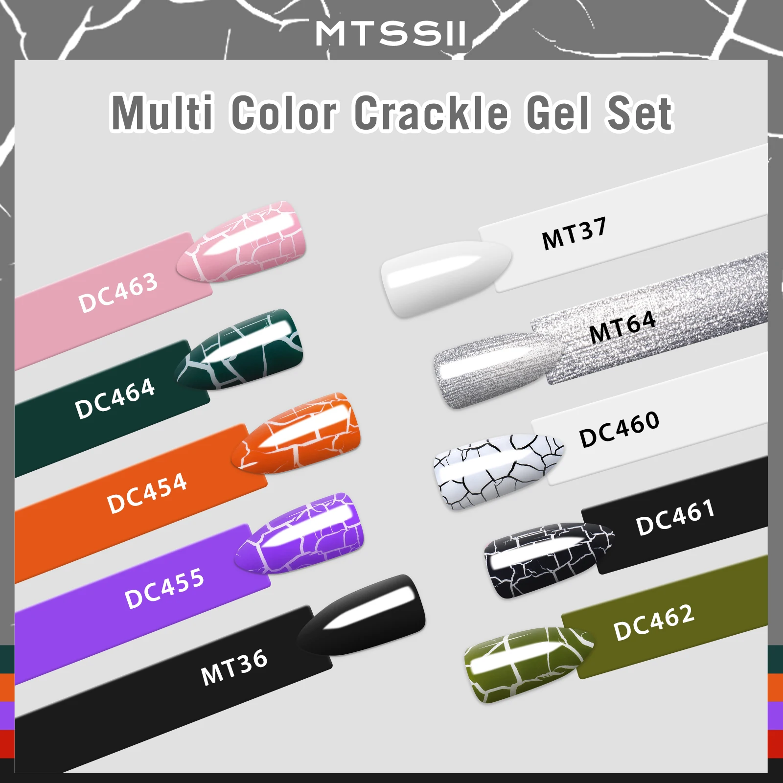 12PCS/SET Crackle Nail Polish Gel Set Green Cracking Nail Lacquer Quick Dry Gel Hybrid With Base Top Coat  Manicure Varnish Kit 2
