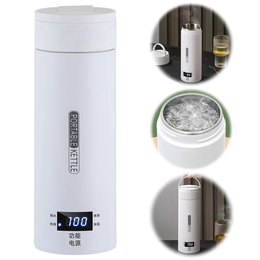 500ML Portable Electric Kettle 304 Stainless Steel Small Travel Electric Kettle Mini Hot Water Boiler for Travel & Business