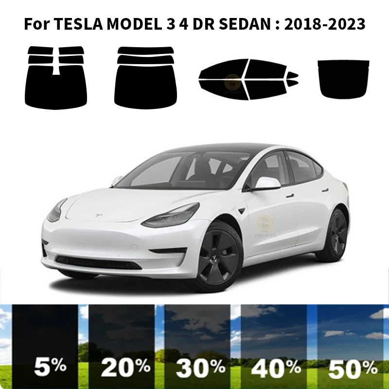 

Precut nanoceramics car UV Window Tint Kit Automotive Window Film For TESLA MODEL 3 4 DR SEDAN 2018-2023