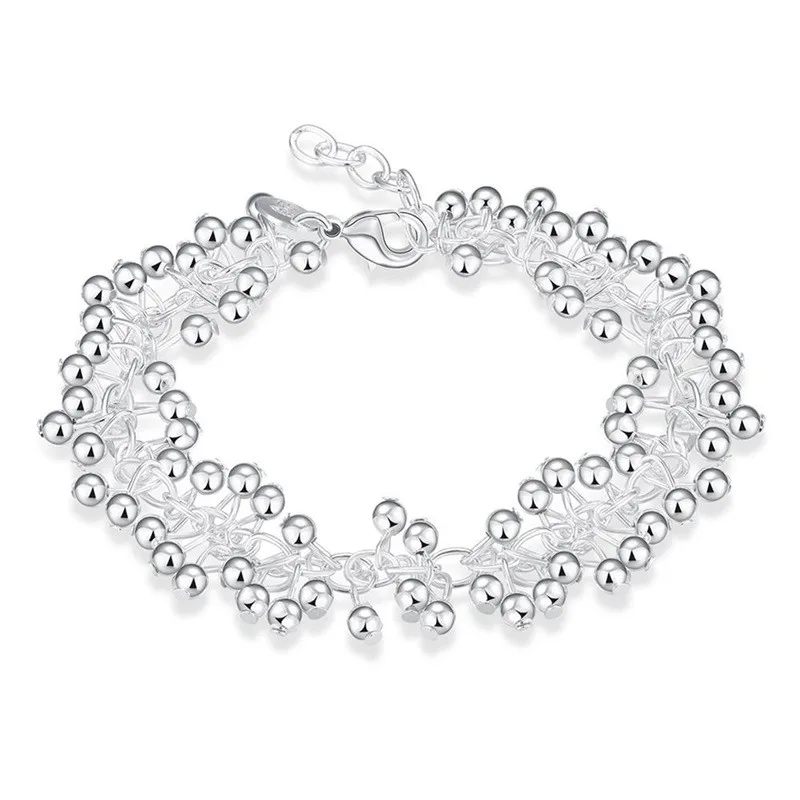 925 Sterling Silver Bracelets Charms Bead Chain Fashion Cute Nice Women Grapes Bracelet Wedding Jewelry - 6