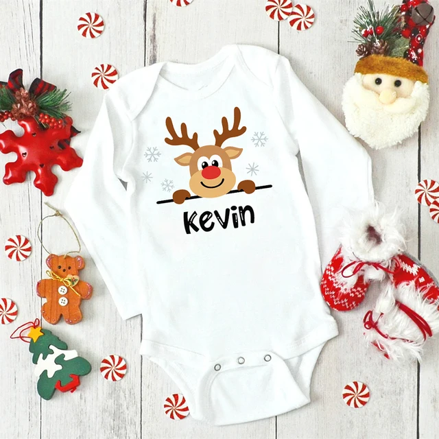 Custom Name Baby Christmas Bodysuits