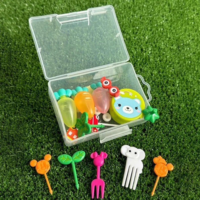 

Transparent Fruit Fork Storage Box Organizer Plastic Storage Case Adjustable Container For Kids Fruit Fork Organizer Display Box