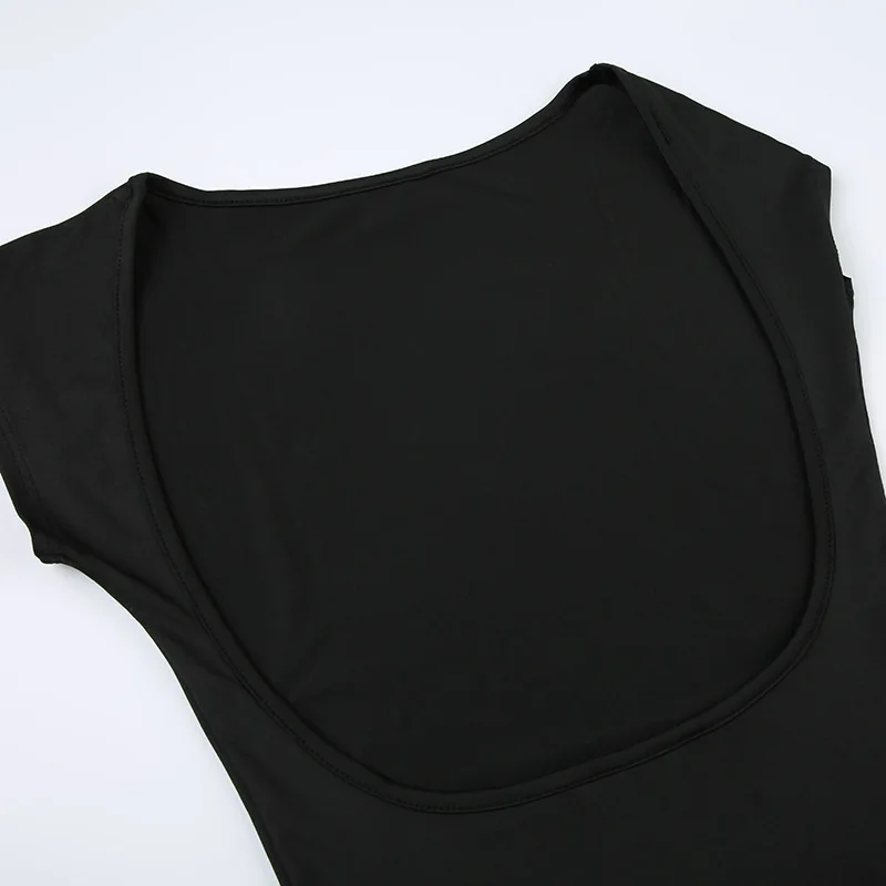 Hot Backless Black Dress - Sleeveless Patchwork High Waist Solid Long Dress