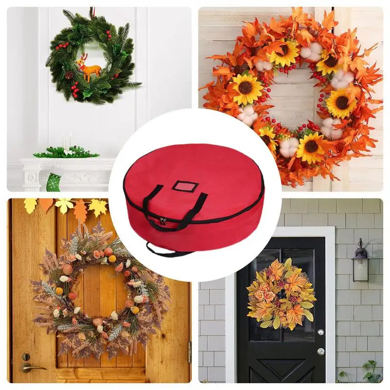 Christmas Wreath Storage Bag Thickened Oxford Cloth Wear-resistant Waterproof Festive Garland Handbag Wreath Storage With Handle