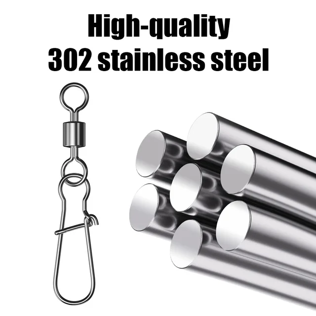 50pcs/Box Fishing Connector Swivels with Interlock Pin, Snap-on Rolling Swivel, Stainless Steel Snap Fishhook, and Lure Fishing - Image 2